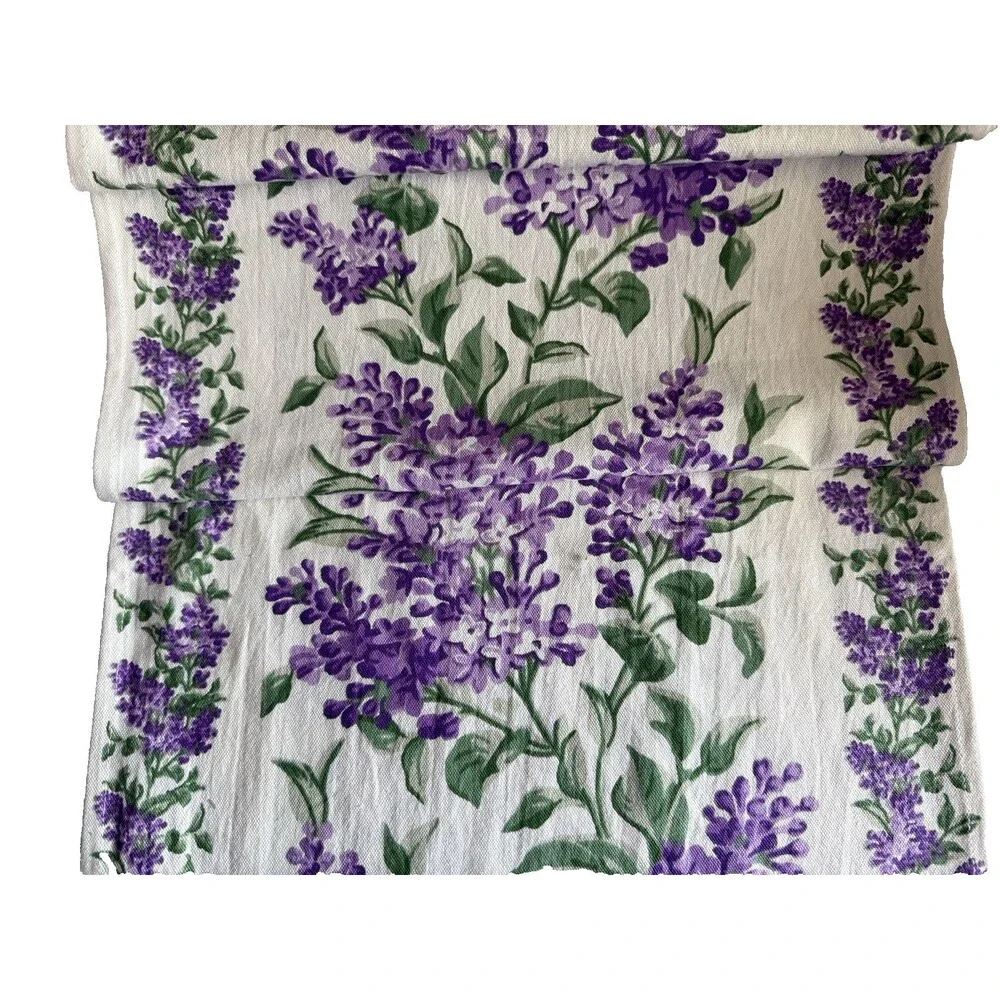April Cornell Lilac Festival Table Runner Cotton White Purple Multi 16x90 Spring